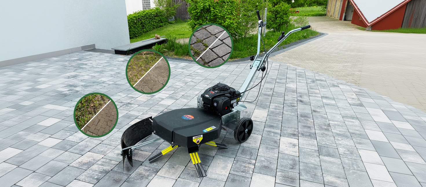 Mit der Unkrautbürste Kwern Greenbuster Pro 66 reinigen Sie  verschiedene Untergründe effizient. 